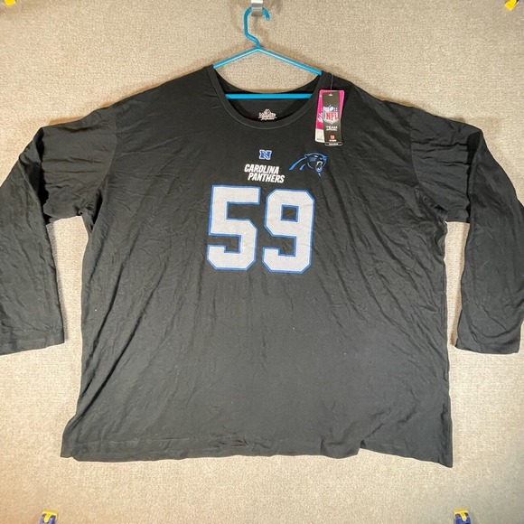 Carolina Panthers Luke Kuechly NWT Women's 4X Majestic Fan Fashion L/S T Shirt - Picture 1 of 10